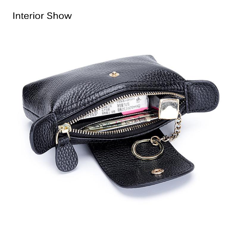 2024 Genuine Leather Coin Purse Women First Layer Of Cowhide Short Wallets Fashion Dumpling Key Wallet With Keychain Hobo Purse