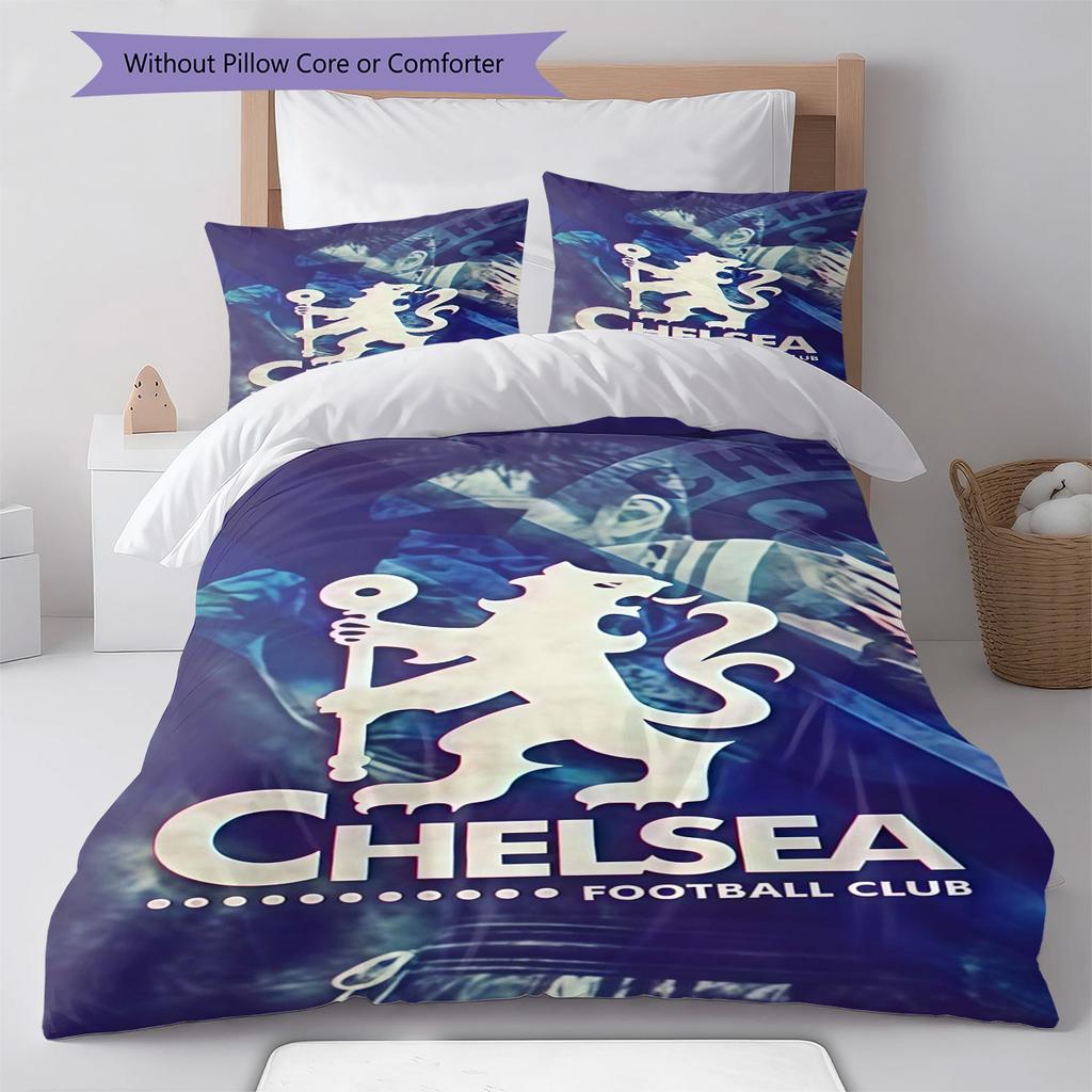 Chelsea FC football RugPattern Bedding Quilt Set Quilt Cover Pillowcase Home Decoration Birthday Gift (1 * duvet cover + 2 * pillowcase, without core)