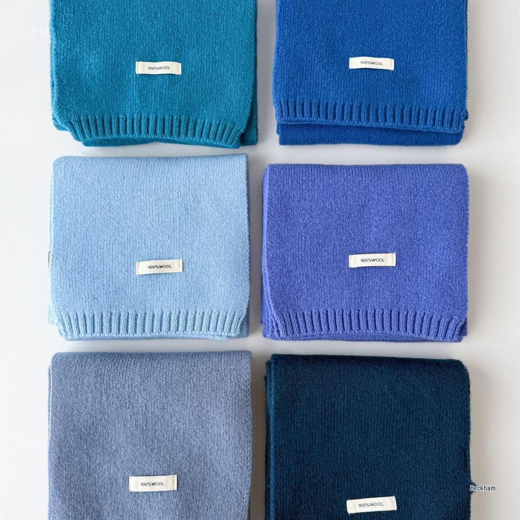 Glacier Blue Women's Pure Wool Scarf - Warm, Versatile for Autumn/Winter