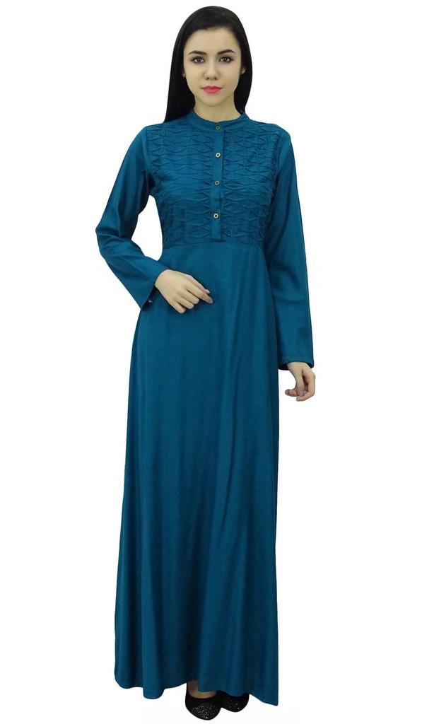 Bimba Женское платье-джильбаб с воротником-стойкой и карманами, длинный рукав