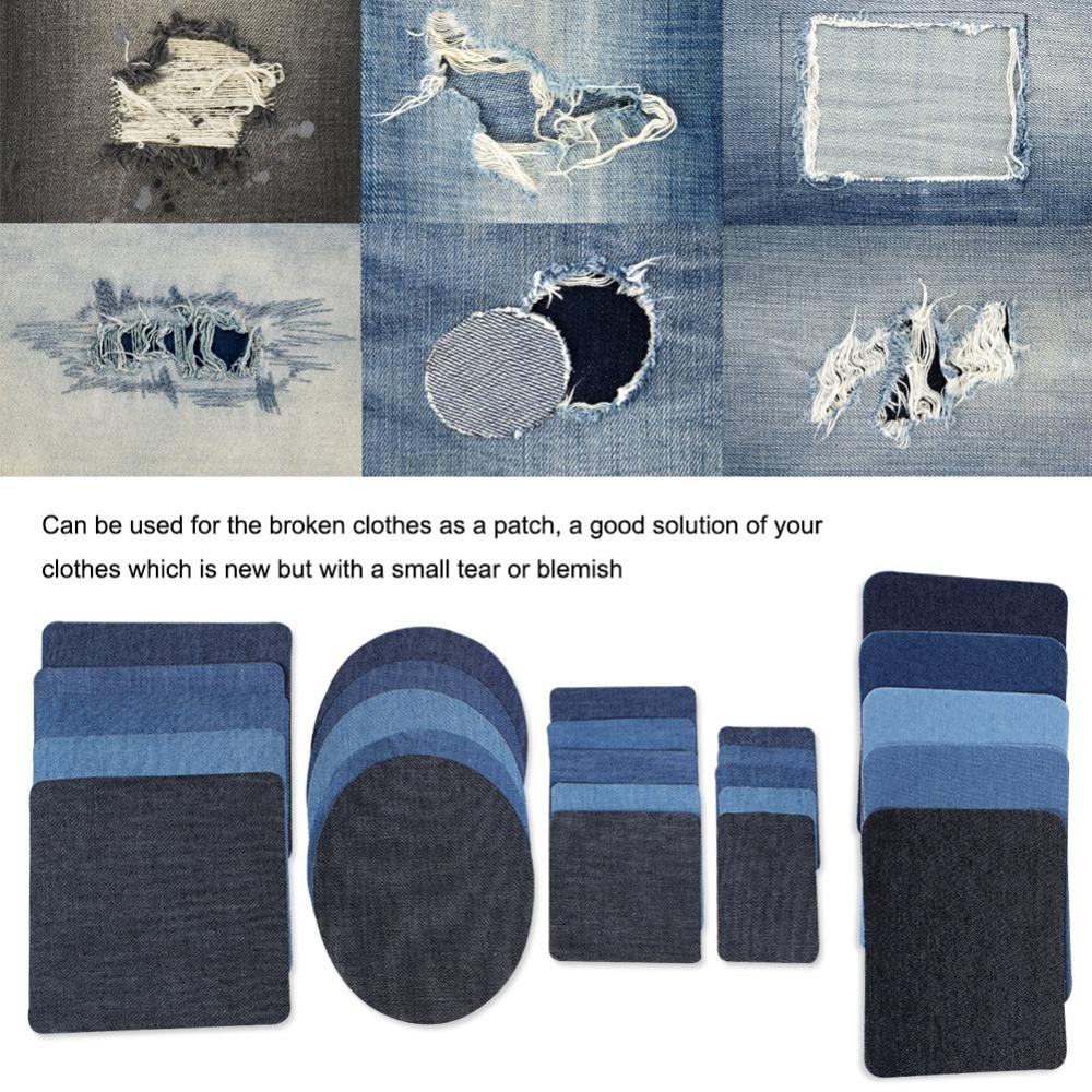 25PCS Blue Denim Patches No Sew Sewing Patches Decoration Set Cloth Patches  Home Use
