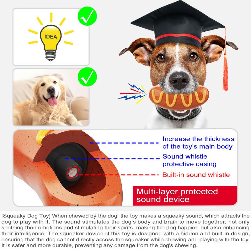 Игрушки для собак TPR Игрушки-пищалки для собак, устойчивые к укусам Эластичные игрушки в форме сосиски для обучения чистке зубов у собак Интерактивные игрушки Товары для животных