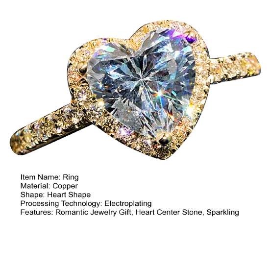 Кольцо Сердце из Кубического Циркония с Полоской из Страз Женское Кольцо Сверкающее Помолвочное Кольцо Подарок на Свадебную Годовщину для Нее Жены Девушки