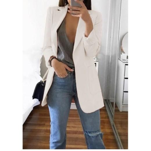 Women's Casual Oversized Long Blazer Cardigan Jacket Coat Autumn Fashion Long Sleeve Cardigan Solid Color Office Ladies Solid Color Blazer Plus Size