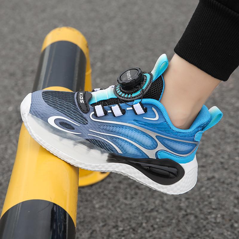 Spring/Autumn 2025 Boys' Breathable Non-Slip Spin Buckle Running Shoes