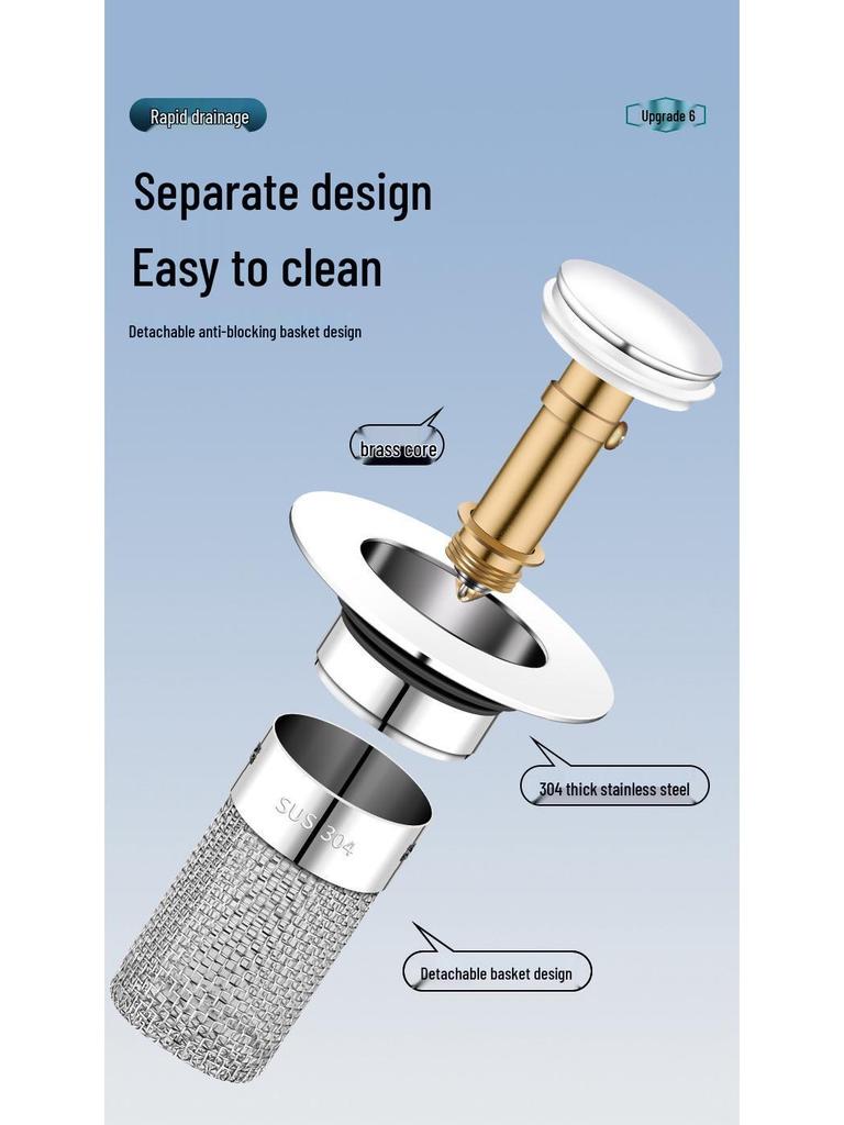 Stainless Steel Pop-up Sink Stopper & Anti-odor Drain Filter