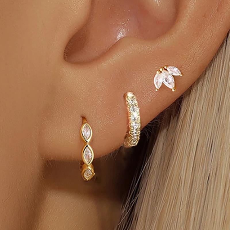 Набор сережек-гвоздиков для tragus с кристаллами в виде цветка, модные квадратные серьги-кольца huggie для женщин, оптовая продажа, украшения для хряща, helix, мочки уха