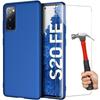 Protective Case - PROSHOP - for Samsung Galaxy S20 FE - Flexible - Silicone - Blue - with 2 Tempered Glasses