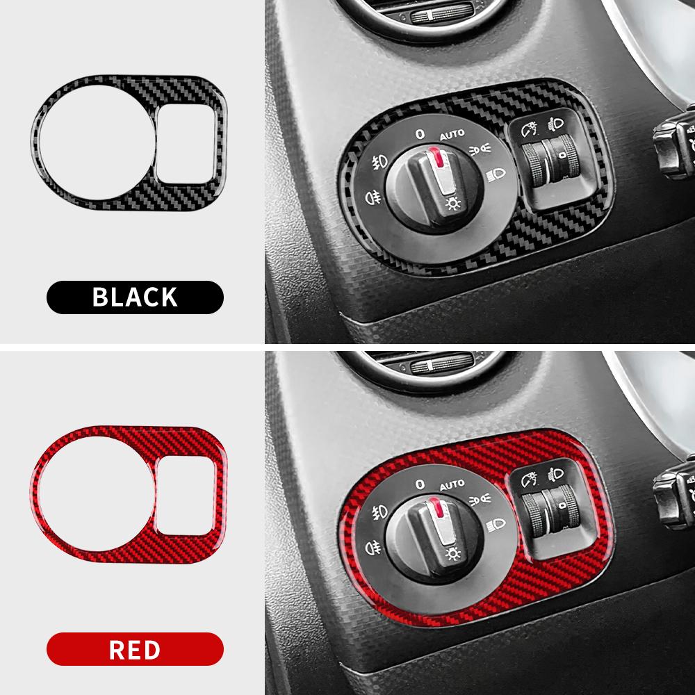 Real Soft Carbon Fiber For Seat Altea 2004 2005 2006 2007 2008 2009 2010 2011-2016 Altea XL Car Headlight Switch Frame Sticker