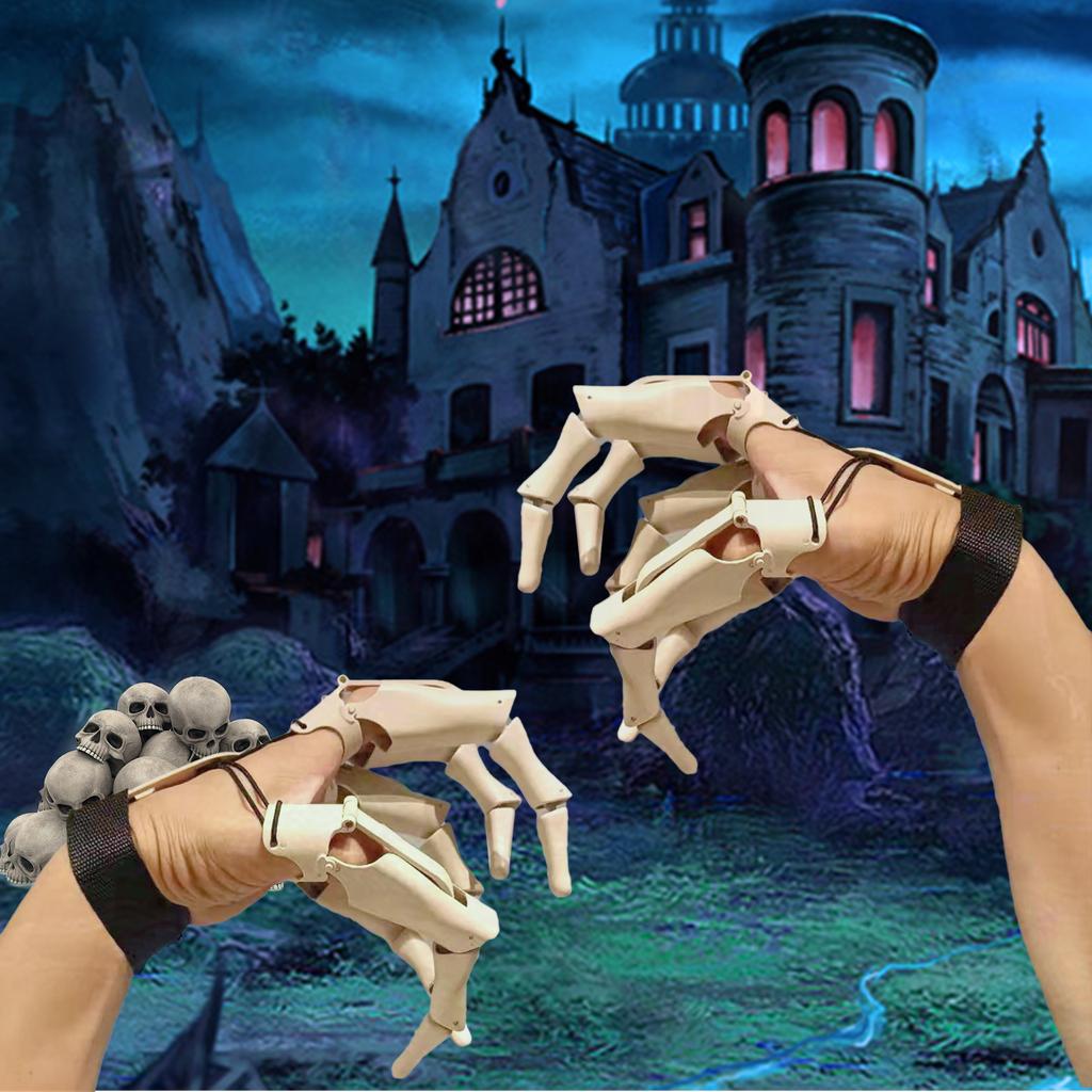 2 упаковки Хэллоуина сочлененные пальцы реалистичные Хэллоуин скелет руки ужасы гибкие суставы пальцев