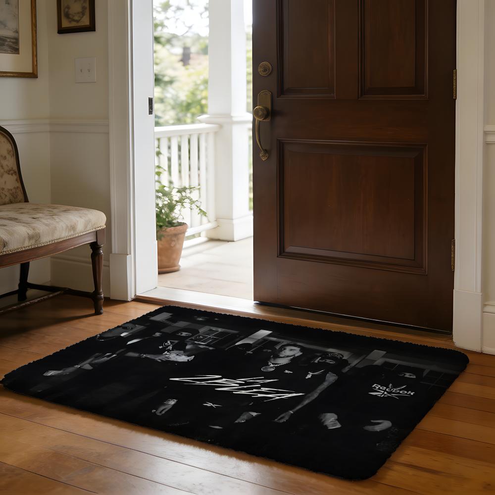 Floor Mat Soft Flannel Rug Non Slip Absorbent Mat for Bathroom Bedroom Home Decor A Anuel AA Rapper Hip Hop Singer Anmie