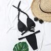 2Pcs/Set Women Bikini Set Halter Padded Wireless Bikini Bra High Waist Swimming