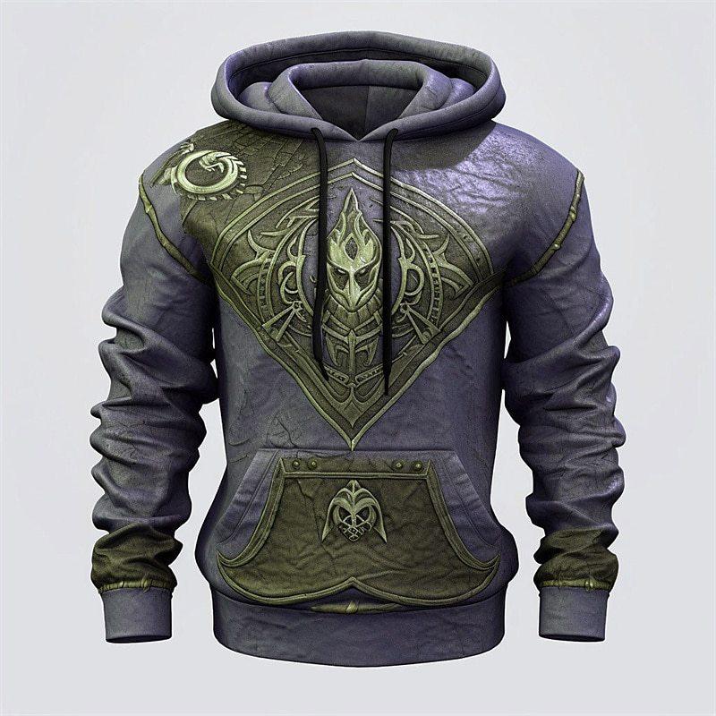 Мужская толстовка с капюшоном в ретро этническом стиле с 3D цифровой печатью, персонализированная, трендовая