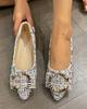New Spring and Summer Pointed Toe Comfortable Casual Flat Shoes Metal Decoration Shallow Mouth Breathable Women's Shoes