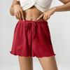 Женские модные однотонные повседневные фактурные безкарманные удобные эластичные шорты с иглой