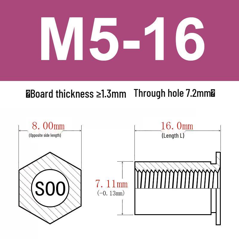 Шестигранные Заклепочные Гайки-Болты M2-M8, Резьбовой Стержень с Цилиндрической Головкой
