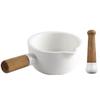 Efficient Grinding Hand-held Mashing Jar with Wood Handle Pottery Grinding Bowl  Household