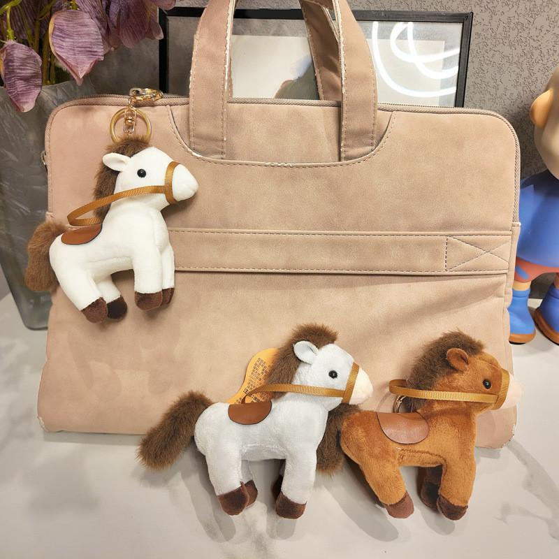 Cute Horse Plushie Keychain With Pp Cotton Filling Soft Short Fur Animal Decor Gift