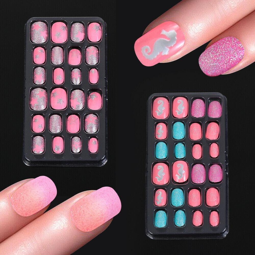 Cartoon Candy Color Press On Full Cover False Nails Fake Nails Nail Art Manicure Tips