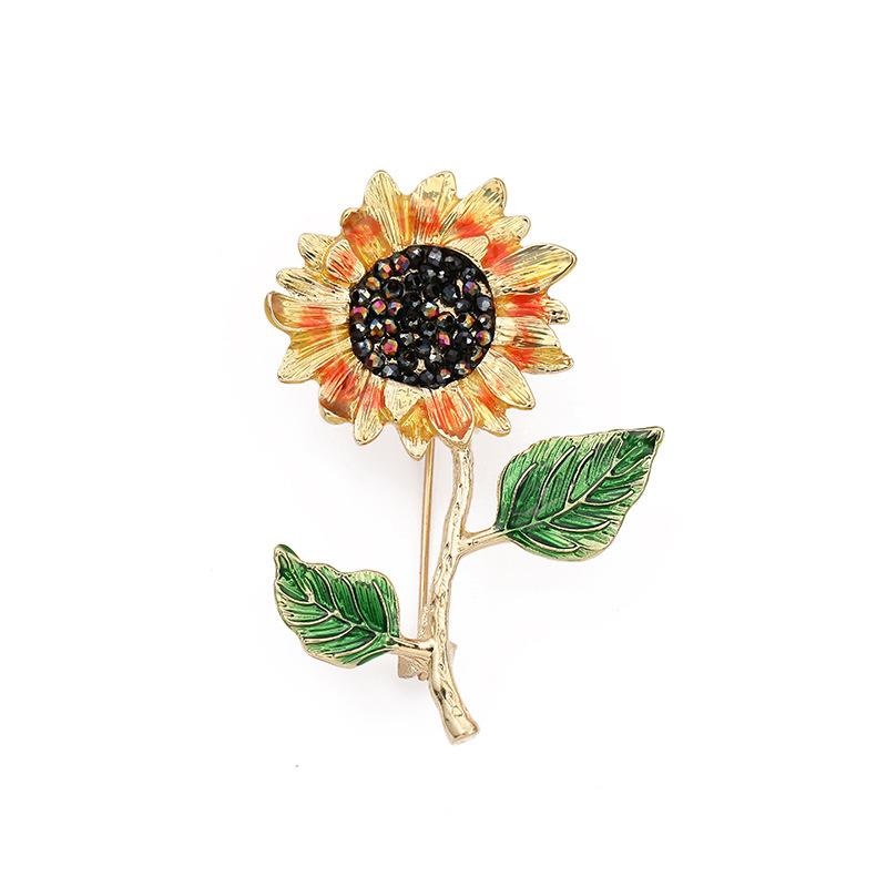 Японская и корейская брошь Mori Sunflower, модная универсальная булавка с цветком и эмалью для женского костюма и пальто