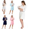 S-XXL Комплект из 3 предметов для родов и послеродового ухода: Халат с поясом для роженицы, пеленка-кокон для новорожденного и шапочка для младенца