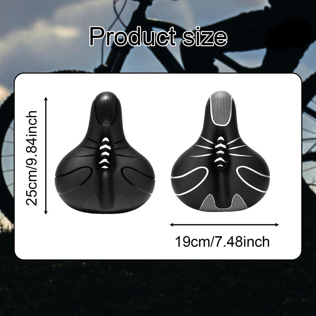 Bike Seat for Men Women Waterproof Accessories Wide with Reflective Strip Comfort Soft Indoor Outdoor Center Cutaway Bike Saddle
