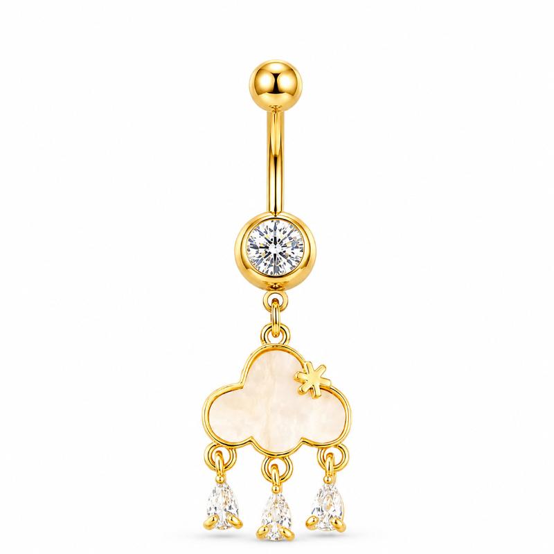 Belly Button Rings Exquisite Golden Zircon Decor Stainless Steel Fashion Navel Jewelry for Daily Outfit Matching