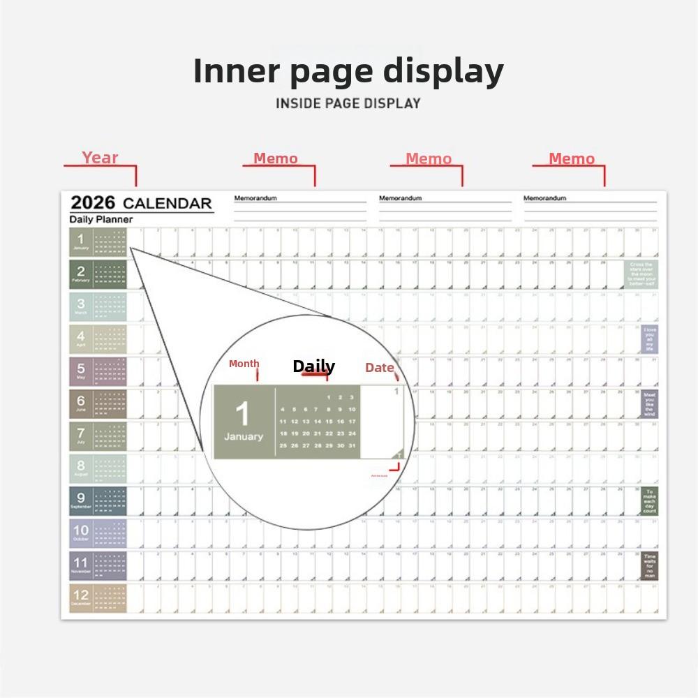 2026 Настенный календарь Годовой планировщик Список дел Расписание Календарь Планировщик Лист Блокнот для заметок Органайзер