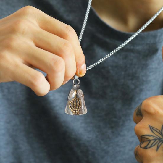 Подвеска в виде скелета руки, ожерелье, подвеска-колокольчик для мотоциклиста, подвеска-шарм с жестом 'отвали', подарок для мужчин и женщин