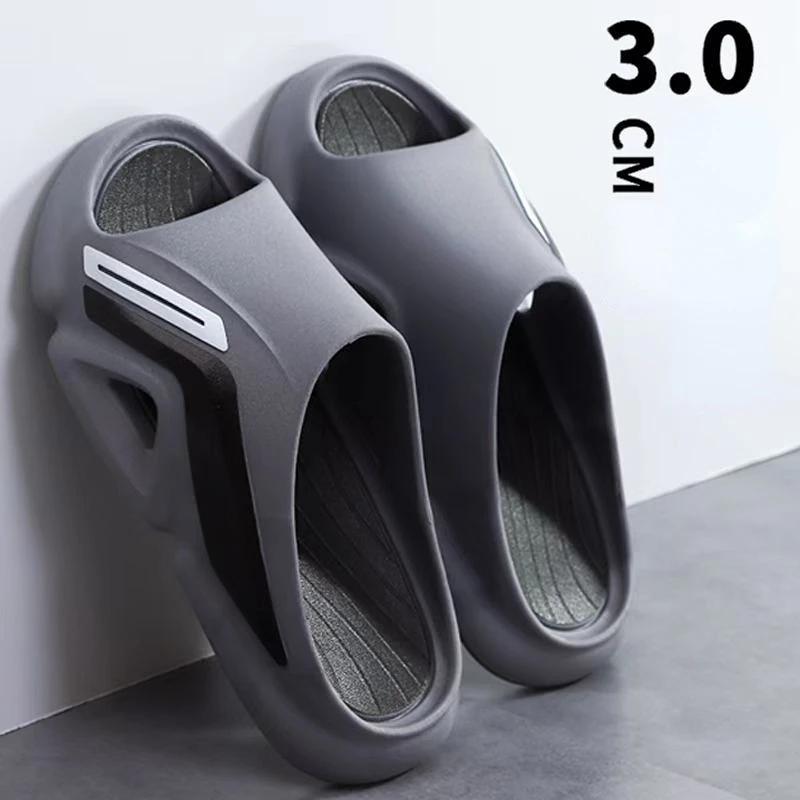 Мужские модные летние тапочки, спортивные тапочки на платформе, прочные тапочки для улицы, нескользящие, мягкие домашние тапочки для ванной комнаты на плоской подошве