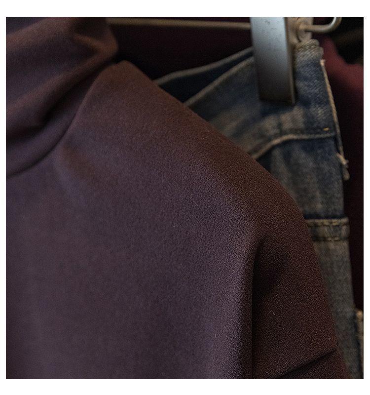 Женский топ большого размера из немецкого бархата с кружевом, длинный рукав, высокий воротник - Стройнящая осенне-зимняя верхняя одежда