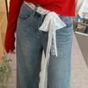 Bow Lace Waist Belt Y2k Long Dress Jeans Belt Korean Lace Waistband  Streetwear