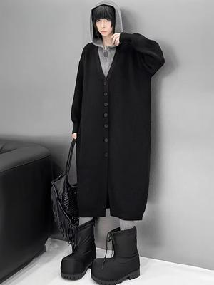 Контрастный цветной лоскутный женский кардиган с капюшоном GMM1118