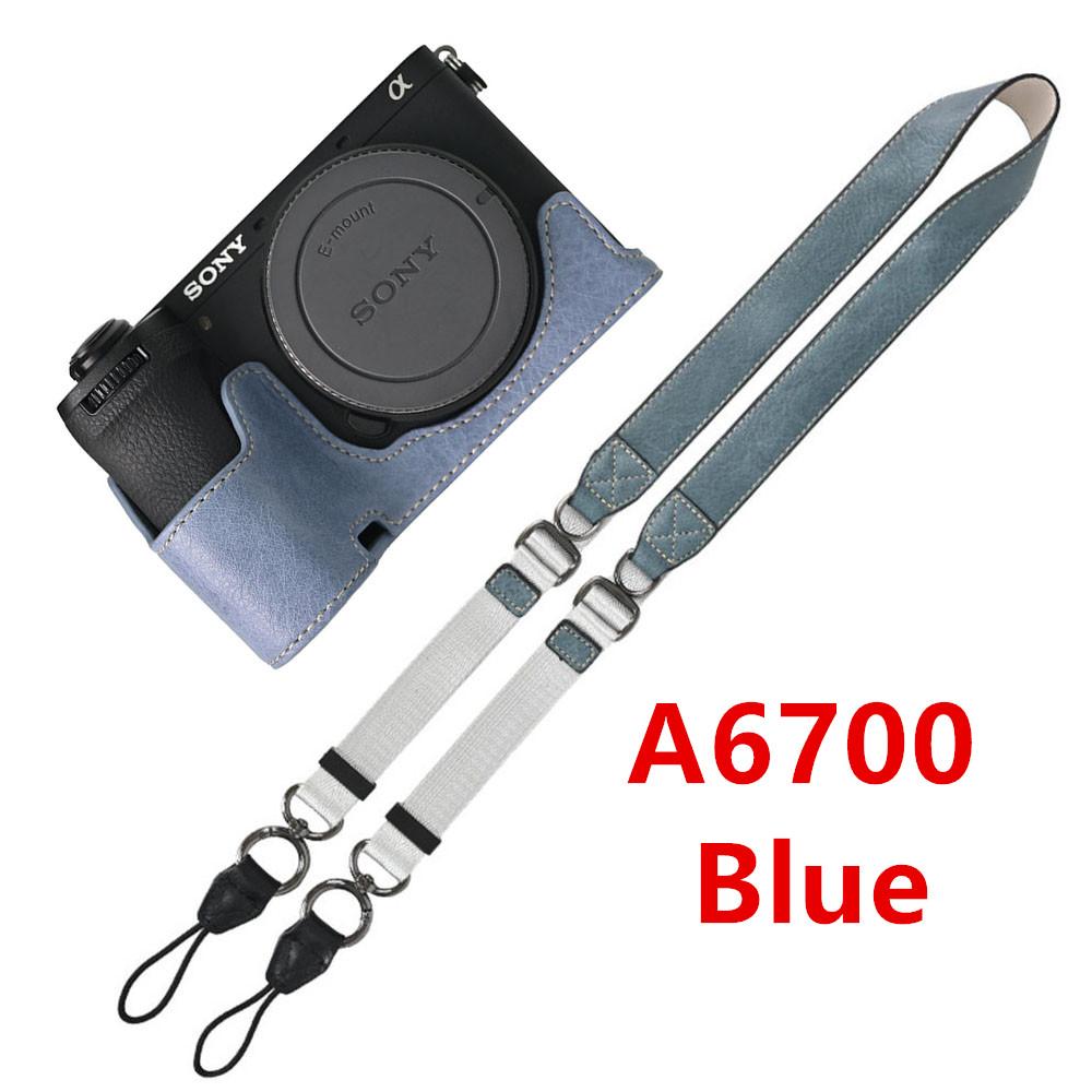 Получехол для камеры из ПУ кожи личи для Sony A6700 A6400 A6300 A6100 A6000 ZVE10 ZVE10II ZVE10M2 с открывающимся снизу чехлом и ремешком