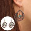 Bohemian Vintage Turquoise Pendant Earrings Women Hollow Earrings Retro National Style Pendant Jewelry Gifts