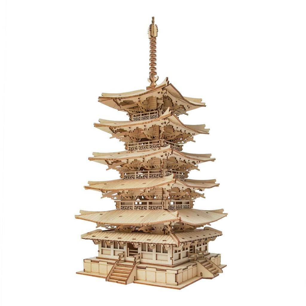 Tsukurundesu® 3D Wooden Puzzle Ornament Series (Five-Story Pagoda) with Japanese Instructions