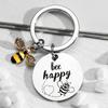 Bee Happy Keychain For Women Bee Lovers Gifts For Mom Aunt Daughter Son Niece Nephew Friends Keyring Bee Key Chain Inspirational Jewelry For Birthday