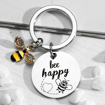 Брелок Bee Happy для женщин, любителей пчел, подарки для мамы, тети, дочки, сына, племянницы, племянника, брелок для друзей, брелок для ключей с пчелой, вдохновляющие украшения на день рождения