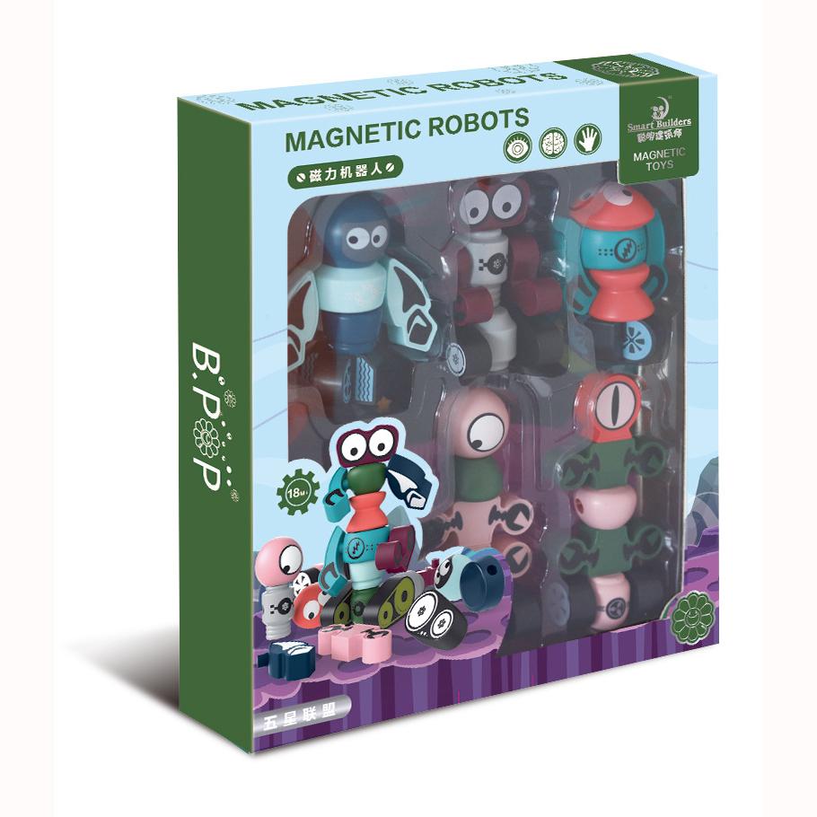 35 шт. магнитные роботы, набор магнитных блоков с коробкой для хранения, комплект для сборки роботов-штабелеров, игрушечный образовательный игровой набор STEM для мальчиков и девочек в возрасте от 3 до 6 лет