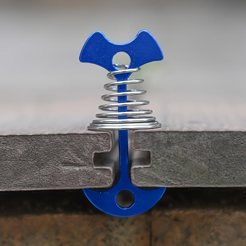 8pcs Stainless Steel Deck Nails with Spring Buckle, Fish Bone Design for Secure Binding, Suitable for Outdoor Camping and Hiking