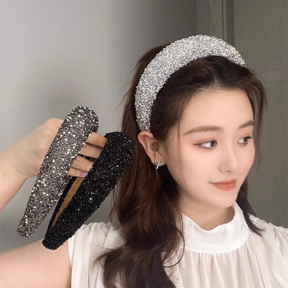Бриллиантовая повязка на голову Блестящая Искрящаяся Ювелирная Женская Повязка на голову Резинка для волос Широкий Модный Обруч для волос Аксессуары для волос для девочек