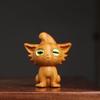 Solid Wood Carving Cartoon Animal  Kitten Decorative Small Model Chinese Characteristic Figurines Room Car Ornaments