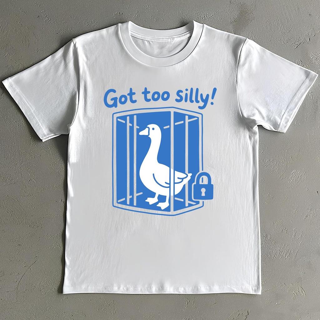 Funny Silly Goose Graphic Tee: Handmade Cotton Humor Shirt