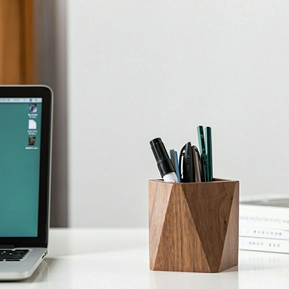 Writing Materials Holder Walnut Pen Holder Pencil Case Desktop Storage Box Wood Pen Holder