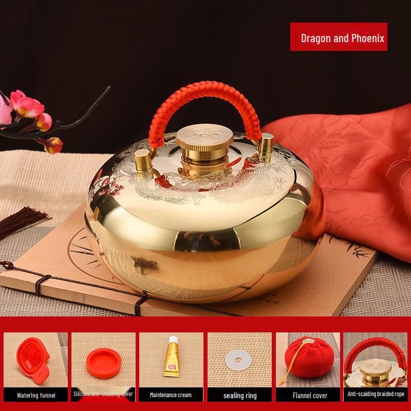 Jitao Yu Pozi Чистая медная грелка с водой Массажер для рук и ног в стиле ретро