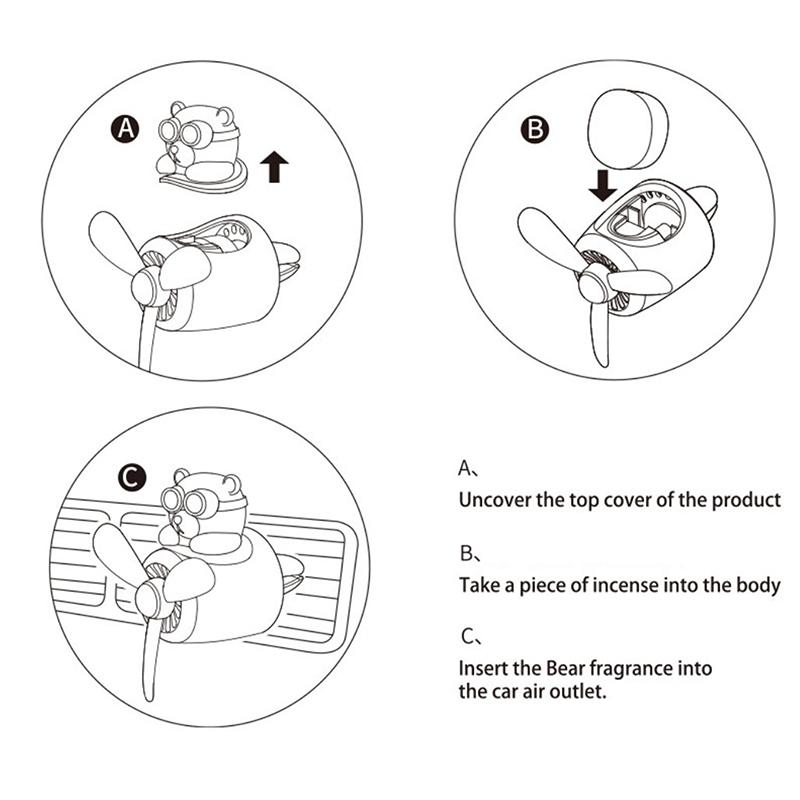 Bear Pilot Car Air Freshener Rotating Propeller Outlet Fragrance Car Accessories