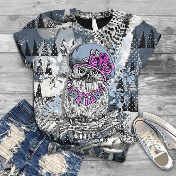 Лето Новая Птица 3D Принт Женский Топ Свободный Короткий Рукав Свободная Повседневная Футболка