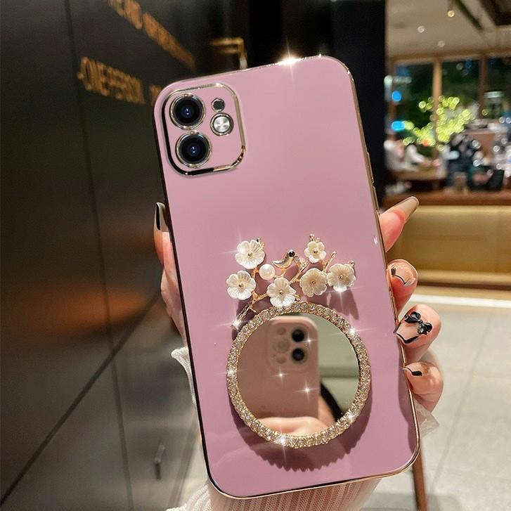 Цветочный зеркальный новый iPhone15promax Apple 13 чехол для мобильного телефона 16pro всесторонний 14 мягкий чехол 12 женский 11