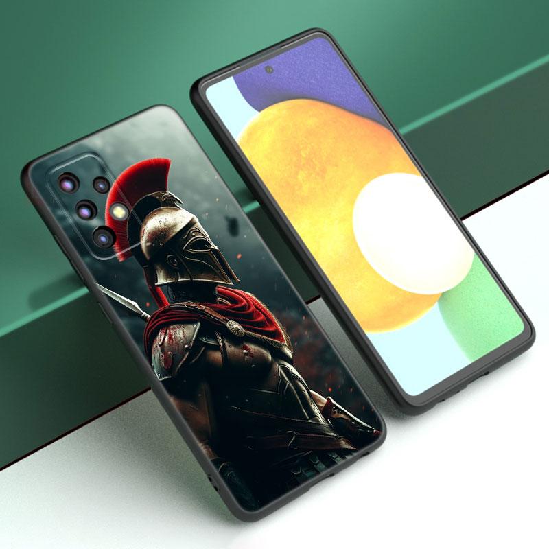 Spartan Black Phone Case For Samsung A13 A22 A24 A32 4G A23 A25 A34 A35 A52S A53 A54 A55 A73 5G A12 A14 A15 A31 A33 A50 A51 A72