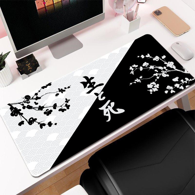 Ink Cherry Blossom Mouse Pad Large Office Desk Pad Life Black and White Series Mouse Pad Rubber Non-slip